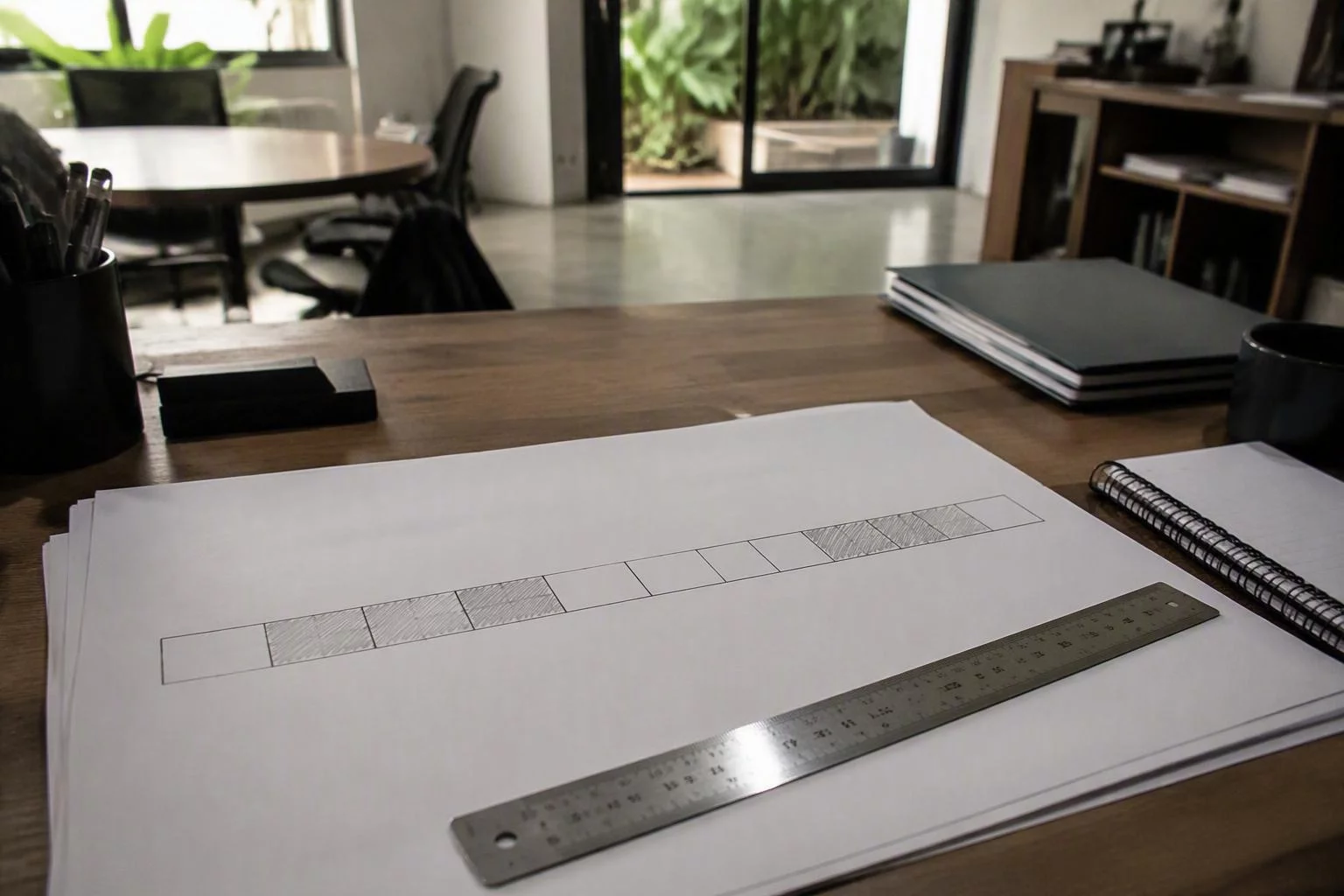 Plano de trabalho impresso com as doze semanas marcadas